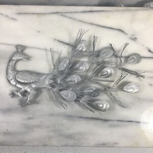 Handmade Silver Metal Wire Peacock Figurine / Wall Art Vtg Style Home Decor